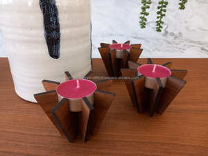 เชิงเทียนไม้เชิงศิลปะทำด้วยมือสำหรับตกแต่งบนโต๊ะห้องนั่งเล่นและของขวัญคริสต์มาส - Product Image 4