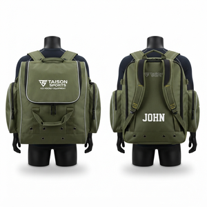 กระเป๋าฮอกกี้น้ำแข็ง TAISON SPORTS สำหรับผู้ชาย 900 GSM พรีเมียม PU 30-40 ลิตร สีเทา ดีไซน์ลายแผง  ปักลายแบบ Sublimation พิมพ์โลโก้ตามสั่ง - Product Image 2