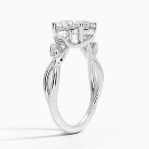 Anillo de compromiso Budding Willow con tres piedras de moissanita, plata 925 con baño de oro de 14K, corte ovalado, engaste de garras, certificado GRA - Product Image 6