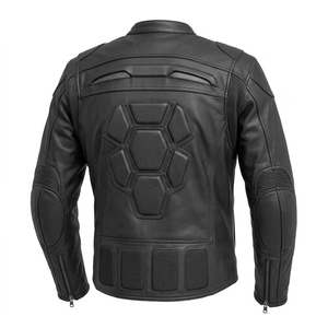 Blouson de moto en cuir pour homme, personnalisé, blindé, coupe-vent, manches longues, protection hivernale, en cuir de vachette véritable, OEM - Product Image 2