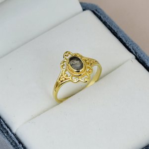 S925 Sterling <b>Silver</b> Bezel Set Natural Labradorite Vintage <b>Ring</b> Oval Cut Gemstone Yellow Gold Plated Ornate <b>Band</b> Engagement <b>Ring</b> - Product Image 4