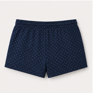 Custom Midnight Blue Polka Dot Womens Easy Straight Fit Drawstring Lounge <b>Shorts</b> Bamboo-Cotton <b>Jersey</b> WPSHORT-0027 - Product Image 2