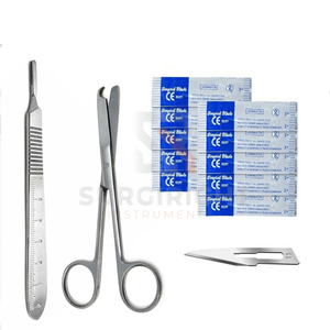Ciseaux à suture de 4,5 pouces de qualité supérieure, manche de scalpel, lames chirurgicales, ensemble d'instruments médicaux certifiés CE, classe II chirurgicale - Product Image 1