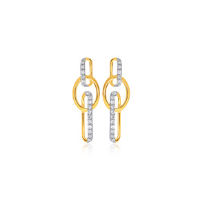 Pendientes de Diamantes Esféricos Glamurosos, Minimalistas, de Oro Amarillo, con Diamantes Cultivados en Laboratorio, Corte Brillante Redondo - Product Image 1