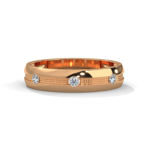 Rose Gold Diamond <b>Ring</b> Three Stone Band Natural Diamond Wedding Jewelry for Women - Product Image 1