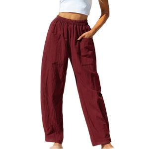 Pantalones Cargo Casuales para Mujer, Corte Regular, con Bolsillos, Ligeros, Suaves, Transpirables, Ecológicos, de Poliéster/Algodón, Cómodos - Product Image 1