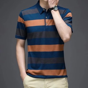 เสื้อเชิ้ตแขนสั้นผู้ชาย ผ้าโพลีเอสเตอร์ระบายอากาศได้ดี พิมพ์ลายดิจิตอล ทรงลำลอง สีกรมท่า สีฟ้าอ่อน สีขาว - Product Image 4