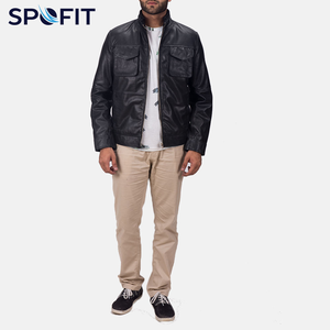 Chaquetas Casuales de Invierno de Cuero Genuino Premium para Hombre, Cuello Alto, Impermeables, con Cierre, Teñidas, Lavadas, Delanteras Suaves, Cómodas y Duraderas - Product Image 2