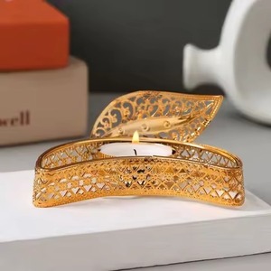 Support de bougie chauffe-plat unique en métal, élégant porte-bougie votif pour salle à manger, table de mariage, fête, célébration, hôtel, restaurant, maison - Product Image 1