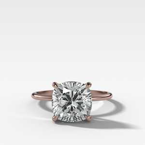 Bague de fiançailles en or 14 carats avec diamant de laboratoire certifié IGI de 2 carats taille coussin, sertie sur 4 griffes, ultra-fine, solitaire, alliances de mariage, vente en gros - Product Image 5