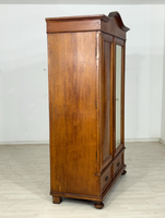 Armoire contemporaine en bois de manguier massif faite à la main avec portes coulissantes, 4 étagères et 4 tiroirs - Meuble de rangement pour chambre à coucher