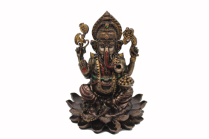 Estatua Tradicional Hecha a Mano de Resina con Acabado en Cobre del Dios Ganesha sobre Base de Loto, Ídolo del Dios Hindú, Decoración para el Hogar, Escultura Religiosa - Product Image 4