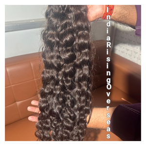 Machine Double Weft Single Donor Natural <b>Curly</b> Indian Human Hair Raw Unprocessed Cuticles Aligned Tangle Free Hair <b>Extensions</b> - Product Image 1