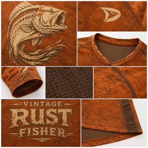 Chemise de pêche à manches longues pour homme, personnalisée OEM, UPF 50+, séchage rapide, maille polyester, motif de poisson sublimé, jersey de pêcheur performant - Product Image 6