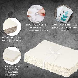 Papier Coton Artisanal Vierge à Bords Frangés, Sans Acide, Archival, pour Aquarelle, Invitations, Calligraphie, Artisanat, OEM, Formats A4 A6 - Product Image 4