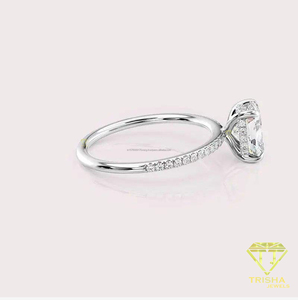 Anillo de compromiso de moissanita fabricado en India para amantes de la joyería fina, ideal para ceremonias de boda y momentos románticos, en venta. - Product Image 6