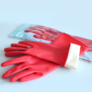 อุปกรณ์ทำความสะอาด ถุงมือยางยาวสีแดง สำหรับทำความสะอาดห้องน้ำ ห้องครัว ล้างจาน - Product Image 4
