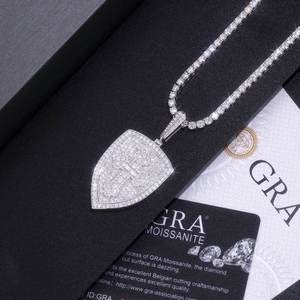 Pendentif tendance en moissanite plaqué platine, unisexe, pour homme et femme, bijoux de fête, serti griffe chrétienne, certifié GRA, taille ronde - Product Image 6