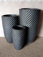 [Jason] Ensemble de 3 pots de fleurs en céramique émaillée turquoise - Pots de fleurs ronds modernes en porcelaine pour la décoration intérieure et extérieure