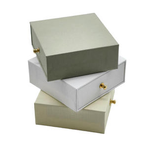 Wholesale Sustainable Cardboard Drawer Paper Packaging <b>Box</b> <b>White</b> Beige Gift <b>Box</b> for Necklace Ring - Product Image 1