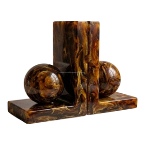 Porte-livres en résine personnalisés en gros, style Art Déco, en forme de L, motif marbré, pour décoration de table de luxe - Product Image 4