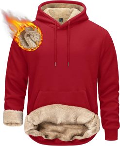 Mens Winter <b>Sherpa</b> <b>Lined</b> <b>Hoodie</b> Warm Fleece Pullover Sweatshirt Soft Cotton Blend Kangaroo Pocket Outdoor Casual Wear - Product Image 1