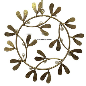 Modern Gold Metal <b>Leaf</b> Wreath Laurel <b>Wall</b> Hanging <b>Decoration</b> Elegant Wedding Graduation Party Blank Sublimation Home Window - Product Image 6