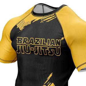 Wholesale Men's Short Sleeve BJJ Rash Guard Brazilian Jiu Jitsu <b>Compression</b> MMA <b>Shirt</b> Sublimation Printing Grappling Gym Wear - Product Image 4