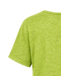 Camiseta Casual Personalizada para Mujer, Cuello en V, Color Verde Lima, Manga Corta, Mezcla de Algodón, Suave y Ligera, con Bolsillo, Cómoda para el Uso Diario en Verano - Product Image 3