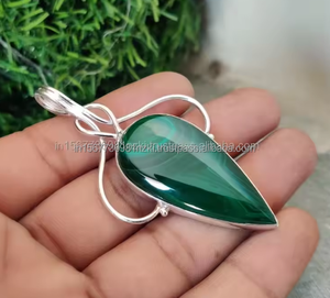 Pendentif en pierre précieuse Malachite de qualité supérieure, cadeau pour elle, pendentif fait main pendentif de style vintage, bijoux plaqués argent sterling 925 - Product Image 4