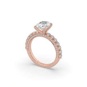 Bague solitaire en or 10KT 14KT avec diamant ovale brillant cultivé en laboratoire de 2,96 carats, design unique et léger, pour mariage - Product Image 5