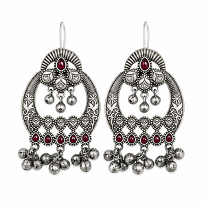 Pendientes de Aro con Diseño de Planta en Plata Oxidada, Estilo Étnico, con Engaste de Bisel, Regalo para Mujer, Venta al por Mayor Directa de Proveedor - Product Image 1