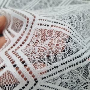 Encaje Elástico Floral Geométrico, Ligero, de Nailon y Spandex, Banda Elástica de 17.5cm, Encaje de Punto para Lencería, Vestidos y Bodas - Product Image 4