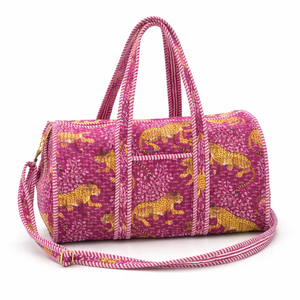 Bolsa de Viaje Le Souvenirs Hecha a Mano con Estampado de Leopardo, de Algodón, con Correa Desmontable, Duradera, Ecológica, de Gran Capacidad, para Fin de Semana - Product Image 1