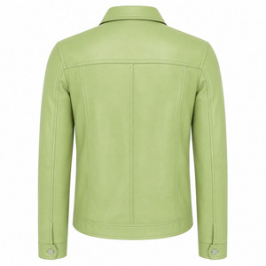 Veste en cuir décontractée élégante pour homme, col rabattable, logo sur le devant, imperméable et respirante, fermeture éclair - Product Image 3