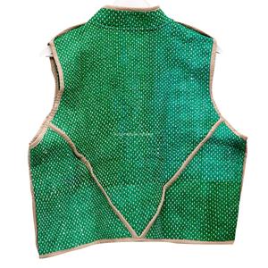 WOODEN BLOCK CRAFT INDIA Chaleco de algodón Green Hand para mujer, estilo vintage, con botones, informal, con estampado, cuello en V, prenda exterior, tejido de punto transpirable - Product Image 6