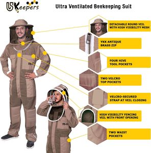 3 Layer <b>Bee</b> <b>Suit</b> Ultra Ventilated for Men Women Premium Beekeeping <b>Suit</b> Detachable Veils with Gloves - Product Image 1