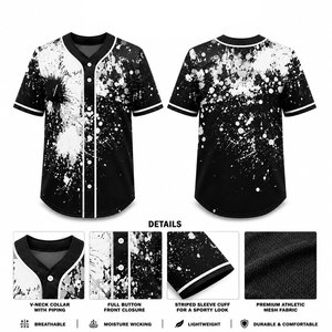 Camiseta de Béisbol de Alta Calidad con Sublimación de Pintura, Cuello en V con Botones, Malla Resistente, Personalizable, Fabricante Mayorista OEM - Product Image 3
