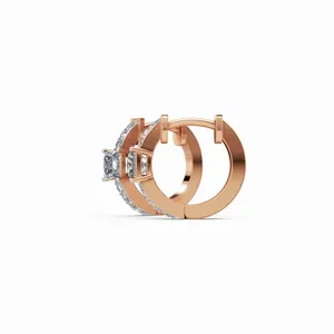 Pendientes de Diamantes con Diseño Elegante, Corte Princesa y Forma Redonda, para Boda y Compromiso, para Mujer - Product Image 2