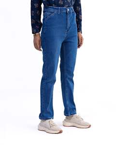 Jeans de Mezclilla OEM para Mujer, Fabricados en Pakistán, Corte Recto Clásico Azul, Jeans de Cintura Alta para Mujer, Ropa Casual Moderna - Product Image 3