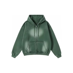 Sudadera con capucha extragrande vintage con cremallera, bordado y apliques personalizados, 440 GSM, peso pesado, ecológica, para invierno, OEM, con maqueta gratuita - Product Image 1
