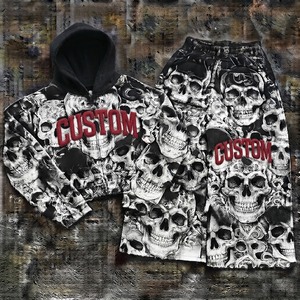 Sweat-shirt à capuche personnalisé avec imprimé crâne, poche zippée, unisexe, style punk, respirant, en tissu French Terry, séchage rapide, vêtement d'hiver - Product Image 1