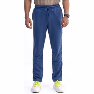 Men's Blue Sweatpants Elastic Waist <b>Drawstring</b> Closure Side Pockets Casual Jogger Pants Autumn Wear - Product Image 1