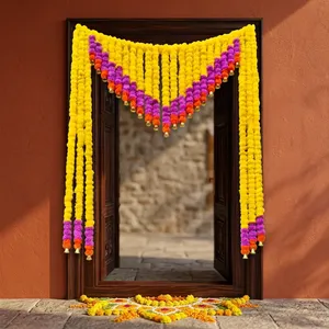 Guirnalda de Flores Artificiales de Caléndula para Puerta, Decoración de Entrada para Bodas, Banafsha, Decoración Festiva para el Hogar - Product Image 1