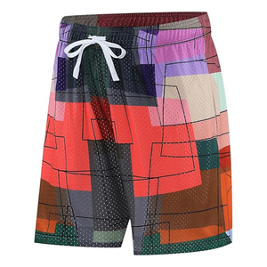 กางเกงขาสั้นออกกำลังกายลายพรางสำหรับผู้ชายสุดเทรนดี้  โลโก้แบบซับลิเมชั่นสั่งทำได้ ผ้าฝ้ายเนื้อหนา มีเชือกผูกเอว เหมาะสำหรับวิ่ง ฟิตเนส และเล่นกีฬา - Product Image 4