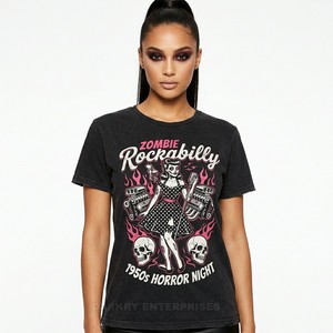 Fabricant de t-shirts personnalisés pour femmes, impression de crâne électrique, streetwear, fournisseur en gros, t-shirt en coton de haute qualité - Product Image 3