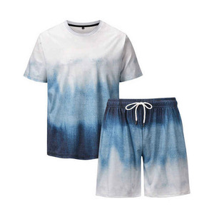 Conjunto de Camiseta y Pantalones Cortos Deportivos Casuales con Estampado Transpirable, Atuendo Ligero de Verano 100% Algodón, Ajuste Cómodo para Uso Diario y Viajes - Product Image 1