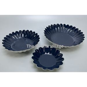 Elegant Blue Enamel Serving <b>Platter</b> Set Decorative Metal Dish for Home Tabletop Display Dining Serving Tray Wedding Party Center - Product Image 1