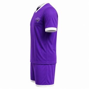 Ensemble de maillots de football personnalisés en gros – Respirant, séchage rapide, anti-UV, taille élastique, uniforme de football en polyester avec impression par transfert thermique - Product Image 2
