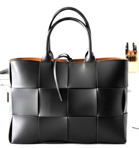 Royaa Woven Leather Tote <b>Bag</b> in Genuine Cowhide, Comfortable Shoulder <b>Bag</b> for <b>Work</b> and Daily Use Large Black Leather Luxury - Product Image 1
